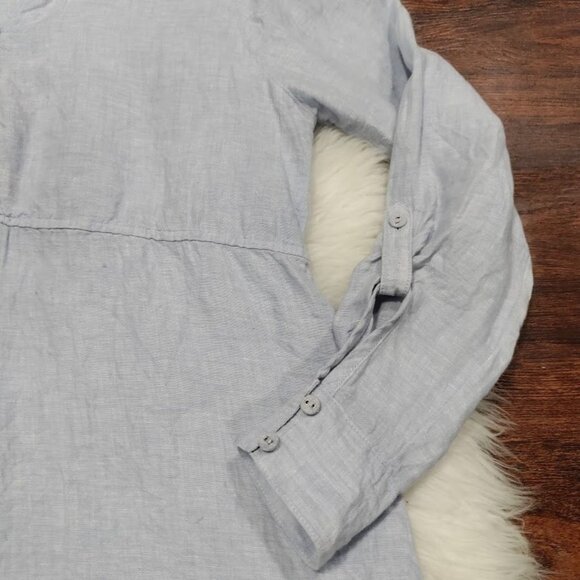 Sigrid Olsen Light Blue Lagenlook Oversized Linen Preppy Tunic Blouse S - Picture 8 of 13